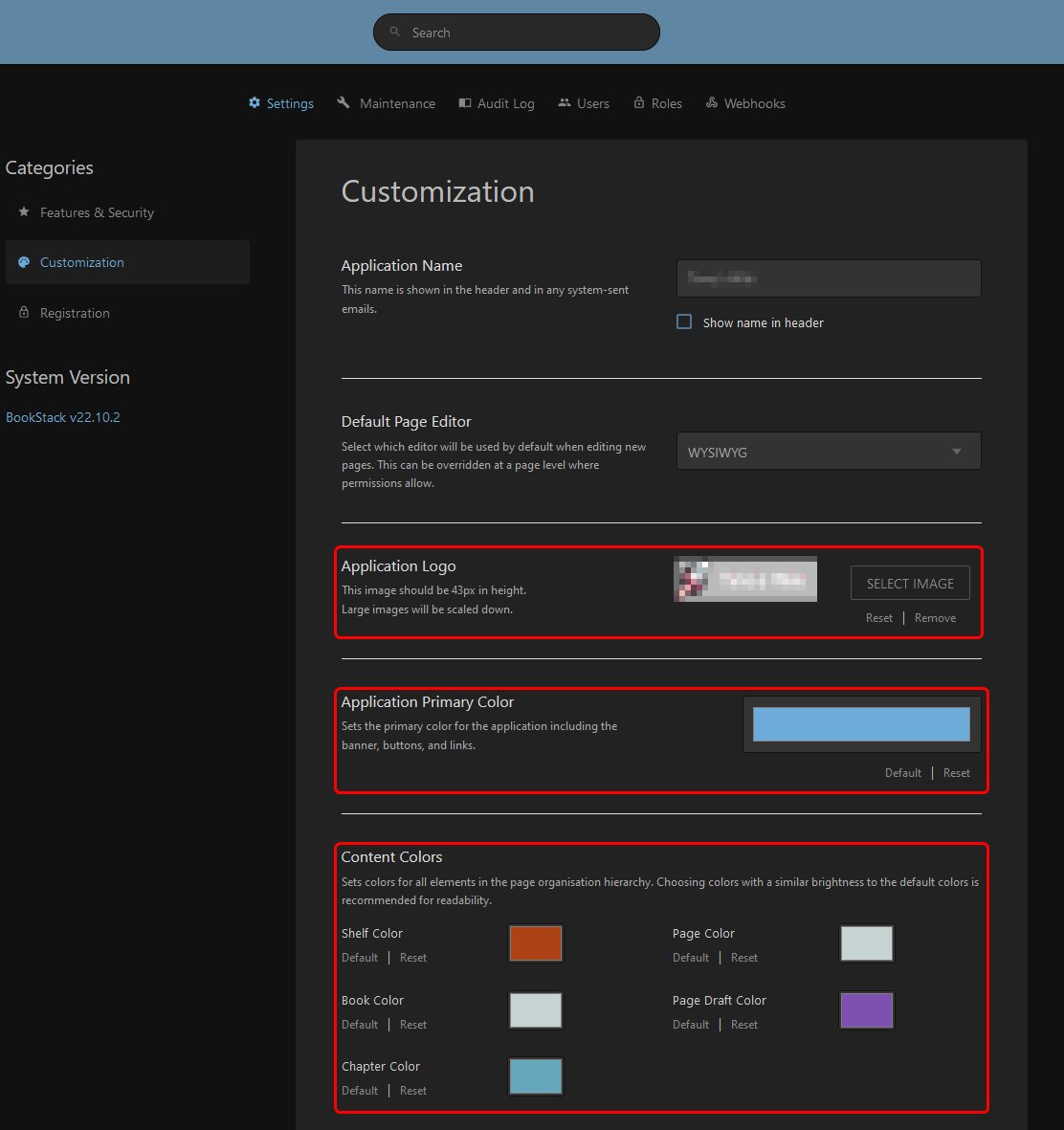 Bookstack customization