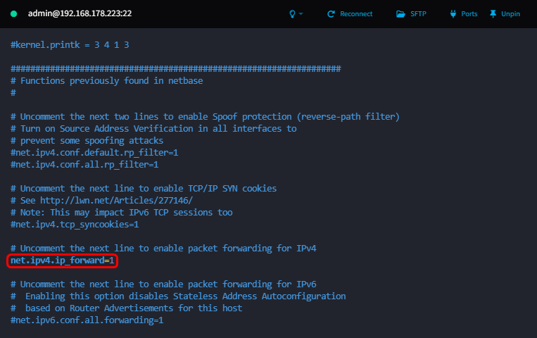 Enable IPv4 Forwarding