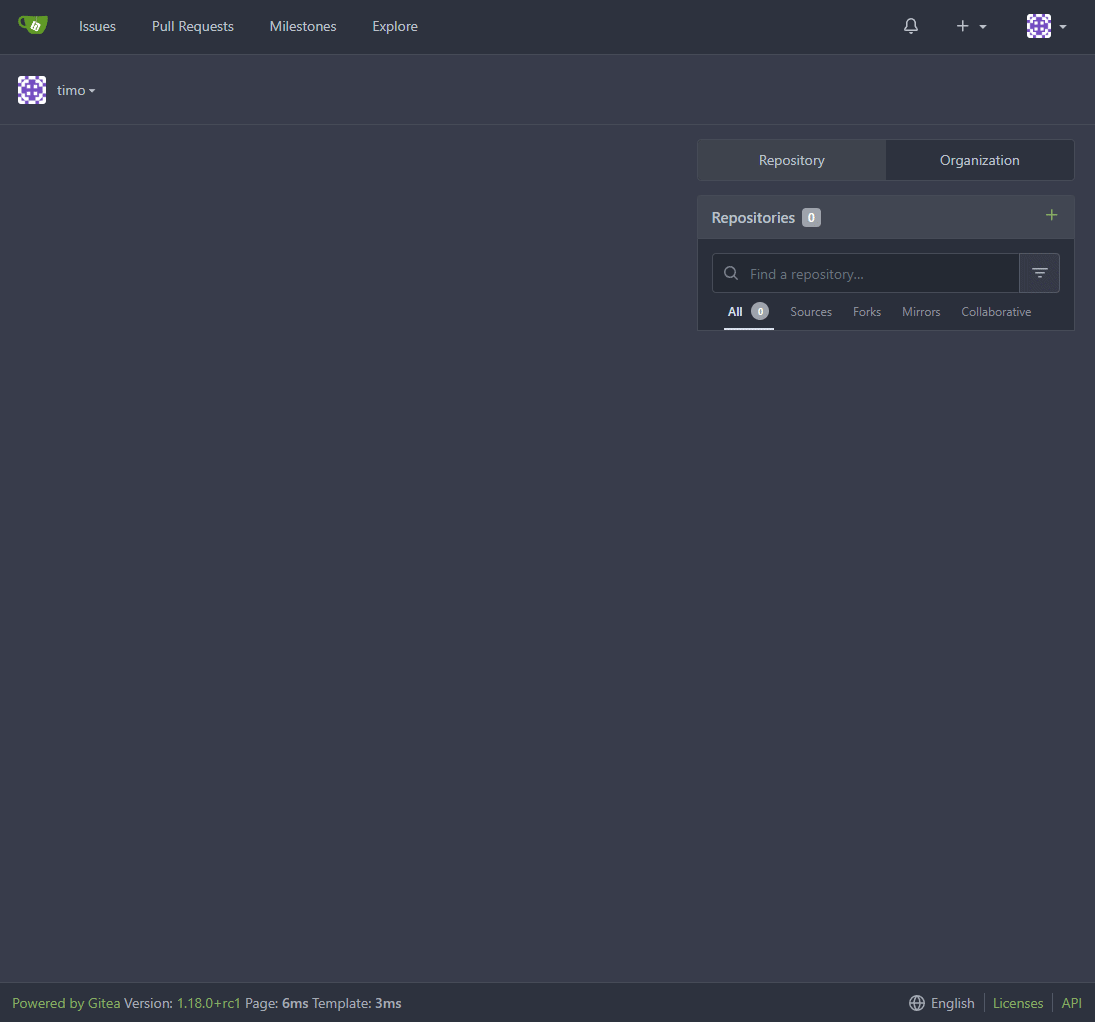 Create your first Repository in Gitea.